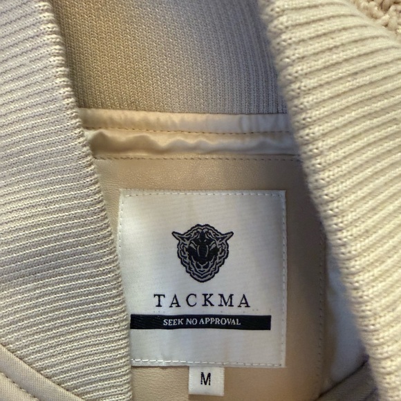 Men’s Tackma Sz M Beige Leather Jacket - Picture 3 of 5